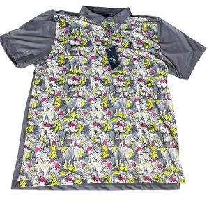 William Murray  SZ XL Golf Polo Shirt Bear Elephant  Animal All Over Print NWT